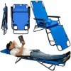 AMANKA Campingstuhl Liegestuhl Freizeitliege Sonnenliege Strandliege Campingliege Klappliege Liege Incl. Auflage 178cm Blau 19