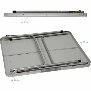 AMANKA Klappbarer Campingtisch 80x60x70 Cm Leichtgewicht Klapptisch Reisetisch Im Kofferformat Hell Grau 15
