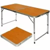 AMANKA Klappbarer Stabiler Campingtisch 120x60x70cm Höhenverstellbar Tragbar Kofferformat Aluminium Bambus 17