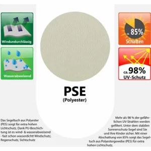 AMANKA UPF50+ UV Sonnensegel 5x5x5 Polyester Dreieck Wasserabweisend Garten Segel Beige 13