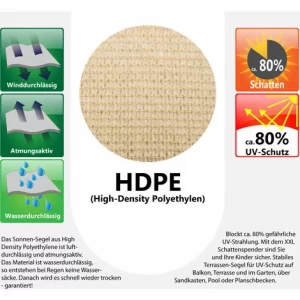 AMANKA UV Sonnensegel 3×3 M HDPE Quadrat Sonnenschutz Überdachung Garten Balkon Beige 13