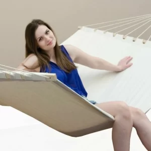 XXL Stabhängematte 2 Personen Hängematte | Liegefläche Ca 185×115 Cm | Belastbarkeit Bis 150 KG | 100% Baumwolle | AMANKA Hängematten | Beige 15