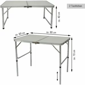 AMANKA Campingtisch Ca.90x60cm + 2 Aluminiuim Hocker Klapptisch Koffertisch Falttisch 13
