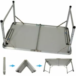 AMANKA Campingtisch Ca.90x60cm + 2 Aluminiuim Hocker Klapptisch Koffertisch Falttisch 15