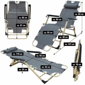 AMANKA Liegestuhl Campingliege 178 Cm Sonnenliege Gartenliege Liege Strandliege Stuhl 13